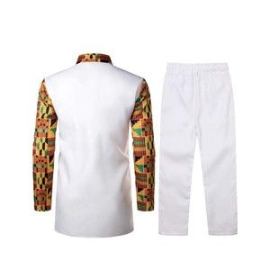 LucMatton Men's African 2 Piece Set Long Sleeve Button up and Pants, XXL, New!